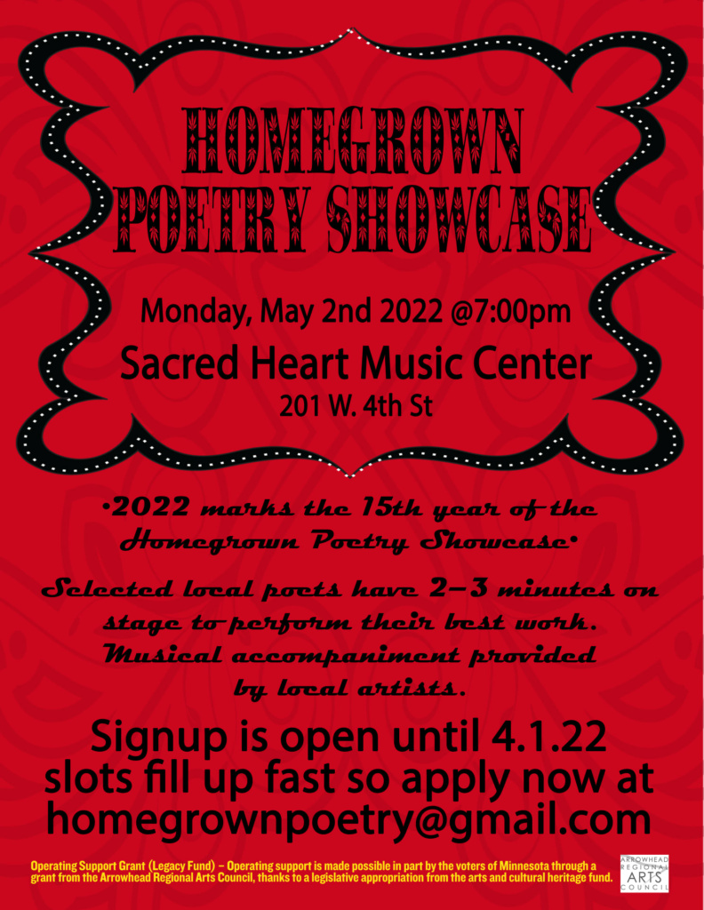 Apply for the Homegrown Poetry Showcase! – Duluth Homegrown Music Festival